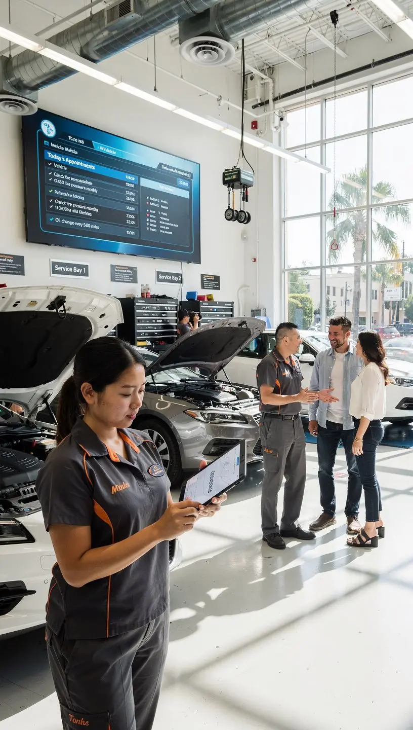 Fast appointment check-in area with clear signage and staff assisting clients promptly for efficient service.
